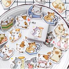 45 шт./коркор. японские милые наклейки в виде кота для скрапбукинга, декоративные наклейки «сделай сам» для дневника, альбома, планировщика, милые канцелярские наклейки 2024 - купить недорого