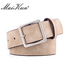 MaiKun Women Leather Belts for Jeans Luxury brand Designer Belts Female Square Metal Pin Buckle Belt 2024 - buy cheap