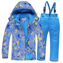 Dollplus 2019 crianças ternos de esqui à prova de vento à prova dwindproof água ternos do esporte para meninas meninos roupas crianças jaqueta snowboard conjuntos inverno 2024 - compre barato