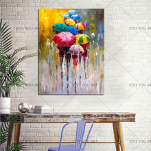 100% Hand painted Lover Rain Landscape Handmade Oil Painting On Canvas Wall Art Pictures For Bedroom Room Home Decor No Frame 2024 - buy cheap