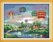 Colorful balloons scenery home decor canvas Cross Stitch kits 14ct white 11ct print embroidery DIY handmade needlework wall 2024 - buy cheap
