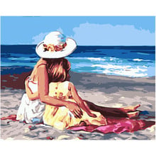 Pintura por números diy dropshipping 40x50x65cm quente praia mãe e criança figura lona decoração do casamento arte imagem presente 2024 - compre barato