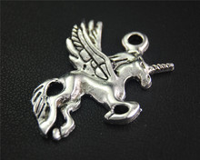 5pcs  Silver Color Unicorn Animal Charm Fit Bracelets Necklance DIY Metal Jewelry Making 34X30mm A2058 2024 - buy cheap