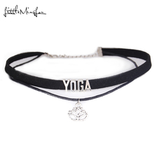 Little Minglou fashion YOGA Choker Necklace Lotus  Charm Pendant Velvet handmade Collar Jewelry choker for women Collares Mujer 2024 - buy cheap