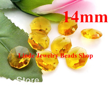 Free Shipping! AAA Top Quality 14mm 8116 Octagon Beads with two whole Golden Yellow colour 100pcs LONCC002 2024 - buy cheap
