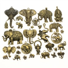 WYSIWYG 40g Antique Bronze Color Zinc Alloy Random Mix Styles Elephant Pendant Charms DIY Jewelry Making Accessories 2024 - купить недорого