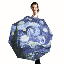 Van Gogh Oil Painting Umbrella Women Creative Starry Sky Arts Parasol Female Outdoor Travel Sun Umbrellas Girl Rain Umbrellas 2024 - buy cheap