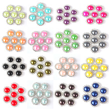 20pcs 15mm ABS Half Round Pearls Rhinestone Buttons Silver Buttons Flatback Pearls Rhinestones Buttons For Decoration B3122 2024 - buy cheap
