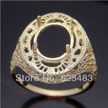 Овальное твердое кольцо для помолвки, 8x10, 14 k, желтое золото, натуральный алмаз, полукрепление 2024 - купить недорого