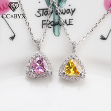 CC Pendants For Necklaces Women S925 Sterling Zirconia Pink/Yellow Triangle Stone Vintage Wedding Pendant No Chain CCN252 2024 - buy cheap