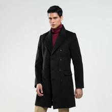Medium length woolen coat men trench coats long sleeves overcoat mens cashmere coat casaco masculino inverno erkek england black 2024 - buy cheap