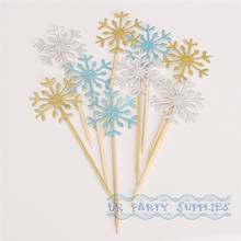 200pcs Snowflake Cupcake Toppers Glitter Gold/Silver/ Blue snowflake Birthday/ Wedding/Anniversary Cake Toppers 2024 - buy cheap