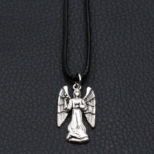 Initial Necklace Angel Pendant Leather Necklace Fashion Jewelry For Women Girlfriend Gift 2024 - buy cheap