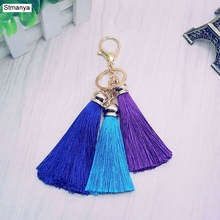 New Colorful Tassel KeyChain bag Cute fringe Tassel Key Chain women - 3 Colors Silk Tassels Car Key ring gift jewelry #17025 2024 - buy cheap