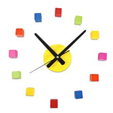 Cube Wall Clock 3D Colorful Wood DIY Mute Wall Clock Sticker Removable Decal for Living Room Bedroom Decor Sticker Wall Clock 2024 - buy cheap
