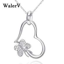 WalerV  sterling  High quality fashion Charm Heart Shape Pendant necklace Romantic Jewelry for Women Girl Set Gifts 2024 - buy cheap