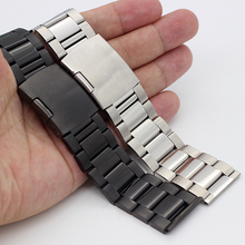 Pulseira de relógio de aço inoxidável escovado, 18mm 20mm 22mm 24mm 26mm 28mm 30mm 32mm, pulseiras de relógio para homens e mulheres, pulseiras de preto/prata 2024 - compre barato