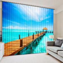 Fashion Customized Home Bedroom Decoration 3D Curtain Wooden Bridge Seascape Curtains For Blackout Curtains Living Room 2024 - buy cheap