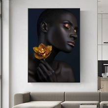 Quadros da lona arte da parede da casa da composição de ouro sexy preto meninas pop arte da lona quadros africanos para sala estar decoração 2024 - compre barato