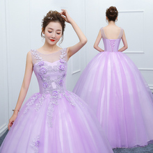 Vestido largo hasta el suelo morado claro para mujer, vestido de baile para fiesta, Princesa, dama de honor 2024 - compra barato