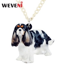 WEVENI Original Acrylic Elegant Cavalier King Charles Spaniel Dog Necklace Pendant Chain Choker Bijoux Jewelry For Women Girls 2024 - buy cheap