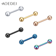 AOEDEJ 6 Colors Tongue Piercing Barbells Stainless Steel Tongue Rings Balls Tongue Piercing Bars Flesh Body Jewelry for Women 2024 - buy cheap