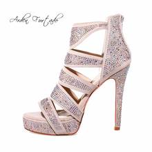 Arden Furtado 2018 summer fashion high heels 11cm woman buckle strap ladies shoes platform sandals zipper shoes wedding shoes 2024 - buy cheap