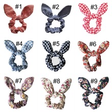 20 pcs/lot, Floral Bunny Ear Scrunchie, Kawaii Hair Ties Ponytail Holder 2024 - buy cheap