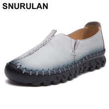 SNURULAN Handmade Shoes Woman Flat Shoes Soft Genuine Leather Slip On Flats Loafers Women Casual Shoes Moccasins Chaussure Femme 2024 - buy cheap