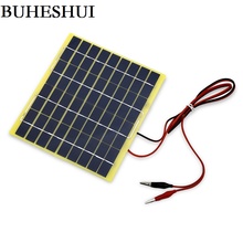 BUHESHUI 5W 18V Polycrystalline Solar Panel+1M Cable Crocodile Clip For 12V Car/Boat/Motor Battery Portable Solar Charger 2024 - buy cheap