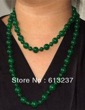 Collar largo de jades de estilo moderno, cuentas redondas de piedra de Calcedonia Verde, 8mm, 12mm, 46 ", MY5180 2024 - compra barato