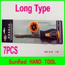 GOOD QUALITY long handle 7 in 1 precision philips and slotted screwdriver set  Hand Repair Tool Interchangeable NO.20436 2024 - buy cheap