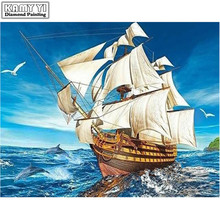 Full Square/Round Drill 5D DIY Diamond sailboat 3D Embroidery Cross Stitch Mosaic Rhinestone Decor HYY 2024 - buy cheap