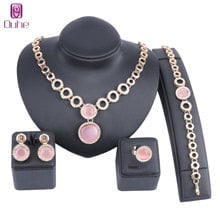 Luxury Gold Color New Collier Femme Cat's eye Crystal Necklace Earring Bracelet Ring For Women Party Wedding Jewelry Sets 2024 - buy cheap