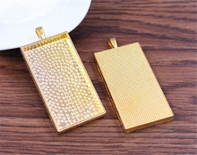 Novidade moda 2 peças 24x48mm tamanho interno dourado cor retangular banhado a ouro base de cabochon achados base de conexão 2024 - compre barato