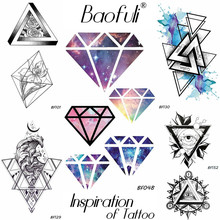BAOFULI Geometry Flash Diamond Temporary Male Tattoo Galaxy Body Art Painting Arms Legs Tatoos Watercolor Fake Tattoo Stickers 2024 - buy cheap