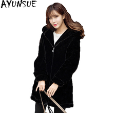 AYUNSUE 2020 New Winter Coat Women Warm Fluffy Jacket Faux Fur Coat Female Long Casual Black Coats Hooded Chaqueta Mujer KJ314 2024 - buy cheap