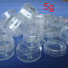 100 X 5g пустые круглые прозрачные пластиковые мини бутылки/банки/контейнеры с крышками для косметической упаковки, кремовая банка 2024 - купить недорого