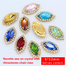 Navitte-gemas planas de color para coser, cristal facetado, diamantes de imitación, cuentas, zapatos de vestir, horquilla, bricolaje, 6p, 6x12mm 2024 - compra barato