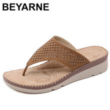 Beyarne2019 verão chinelos femininos cunha chinelos de praia cunhas verão sapatos femininos praia flip flops chinelos senhoras e058 2024 - compre barato