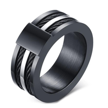 Men's Punk Rock Ring Fahsion Titanium Steel Party Jewelry Cool Black Wire Rings For Male 2024 - buy cheap