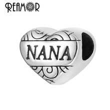 Reamor On Sale Fashion 5pcs 316l Stainless Steel Nana Heart Beads 5mm Hole Bead Charms For DIY Bracelets Necklace Jewelry Making 2024 - buy cheap