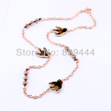 Polished Gold Color Long Chain Resin Flying Bird Necklace 2024 - buy cheap