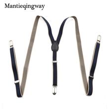 Mantieqingway Men's Navy Blue Striped Suspenders 3 Clips Strap Suspenders Leather 2cm Elastic Belt Adjustable Straps Accessories 2024 - buy cheap