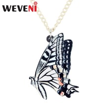 WEVENI Original Acrylic Papilio Xuthus Butterfly Necklace Pendant Chain Choker Trendy Insect Classic Jewelry For Women Girls 2024 - buy cheap