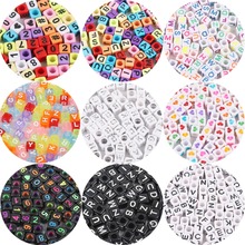 Mixed 6mm Acrylic Beads 100pc Square Alphabet Letter Digital Cube Heart Beads Charms Bracelet Necklace For Jewelry Making DIY 2024 - buy cheap