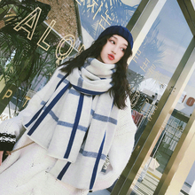 Mingjiebihuo nueva moda de invierno de las mujeres de moda de temperamento wild plaid chal caliente grueso cómodo suave lindo largo bufanda grande 2024 - compra barato
