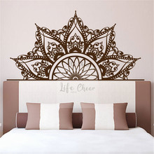 Pegatina de pared de flores de medio Mandala, decoración de dormitorio de estilo bohemio, cabecero de vinilo, adhesivos de pared creativos, papel tapiz de Mandala, AC057 2024 - compra barato