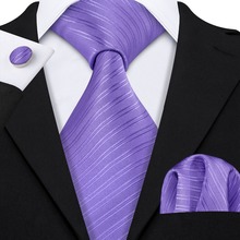 LS-5083 Mens Ties 100% Silk Jacquard Woven Purple Silk Ties For Men Wedding Business Party Barry.Wang Handkerchief Neck Tie Set 2024 - buy cheap