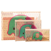 Bolsa de lápices impermeable translúcida de elefante de dibujos animados, carpeta de archivos de PVC para documentos, bolsa de papelería para oficina de niños, 1 ud. 2024 - compra barato